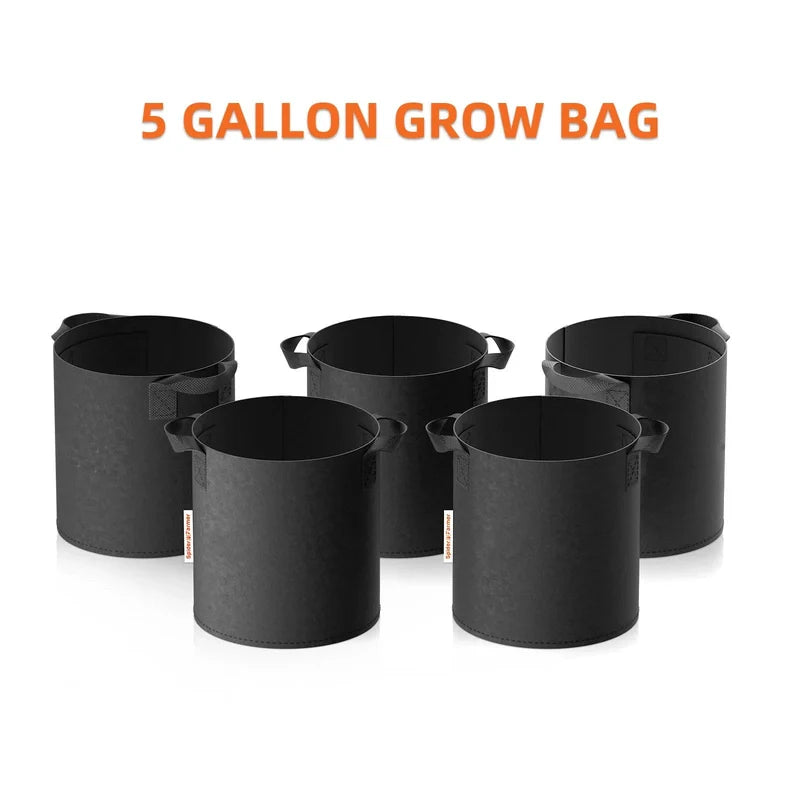 Spider Farmer 5-pack 5 gallon grow bags Heavy Duty 300G Thickened Nonwoven Plant Fabric Pots with Handles