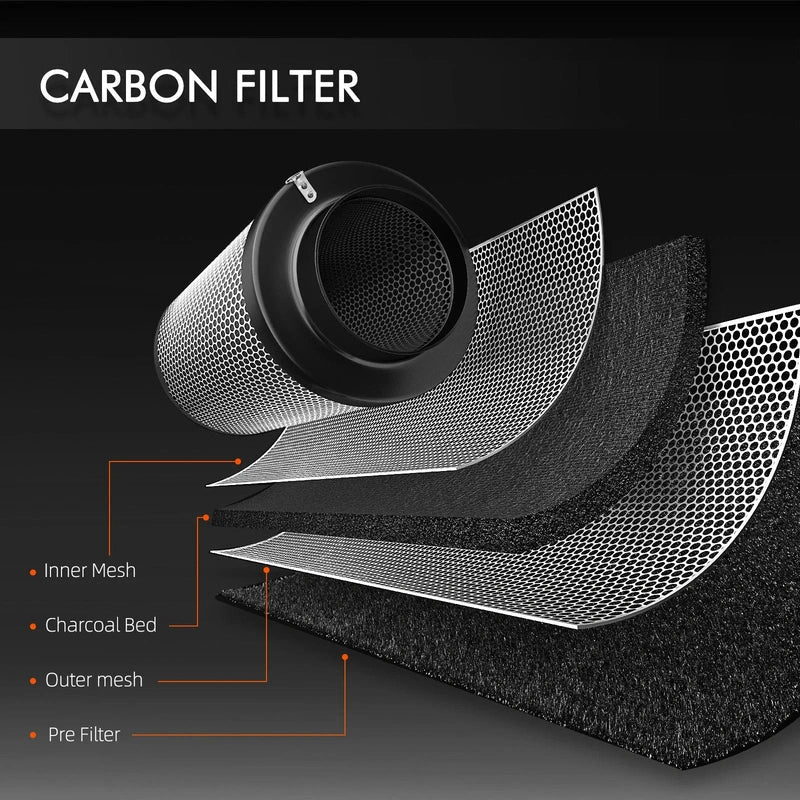 Spider Farmer 4 Inch Refillable Carbon Filter Odor Control