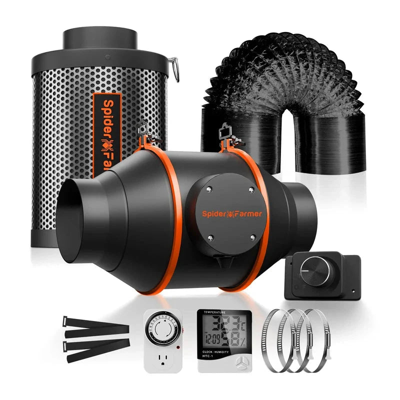Spider Farmer 4-Inch 205 CFM Inline Fan Kits w/ Speed Controller/ Ventilation System