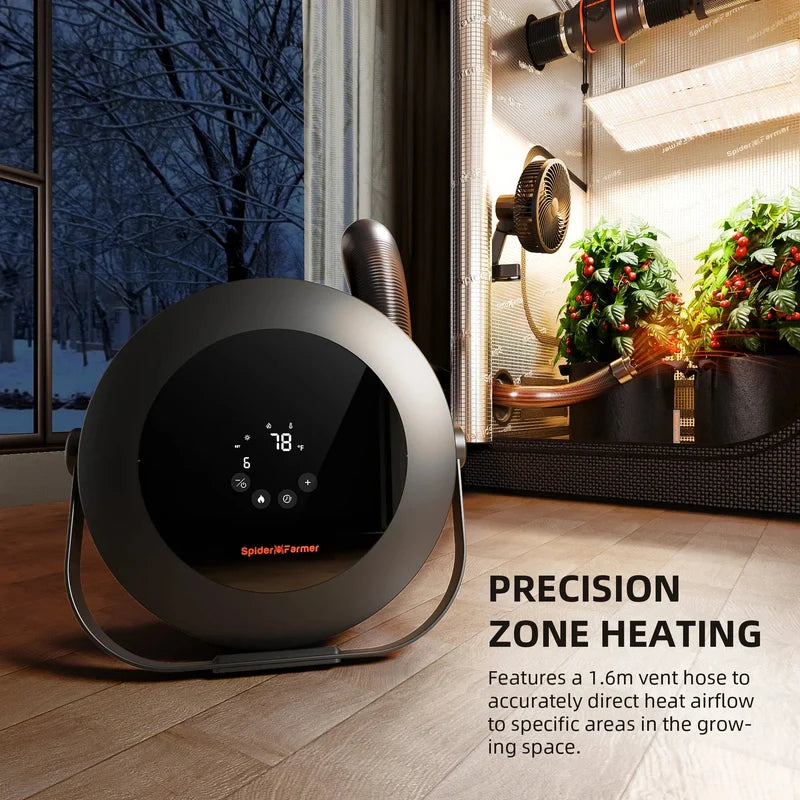 Spider Farmer 530W Indoor Heater with Temp, Day/Night Sensors – 4 Modes & 24H Timer