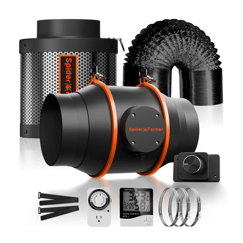 Spider Farmer 6-Inch 402 CFM Inline Fan Kits w/ Speed Controller/ Ventilation System