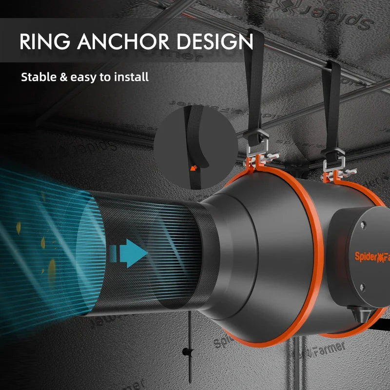 Spider Farmer 6-Inch Inline Fan 205 CFM with Smart Controller