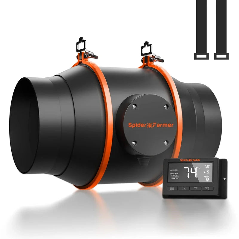 Spider Farmer 6-Inch Inline Fan 205 CFM with Smart Controller
