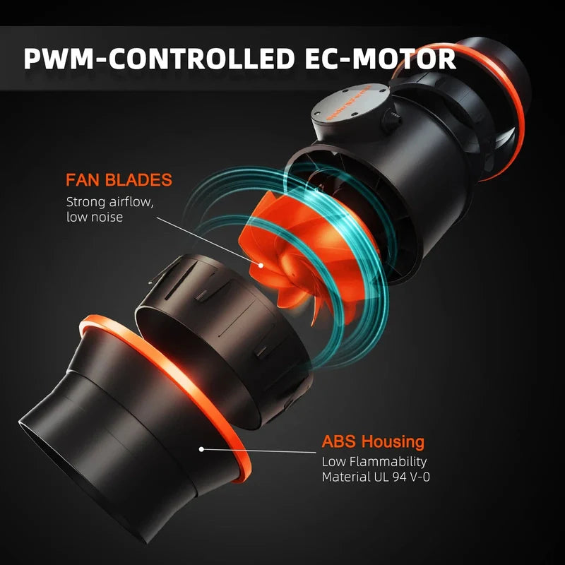 Spider Farmer 6-Inch Inline Fan 205 CFM with Smart Controller