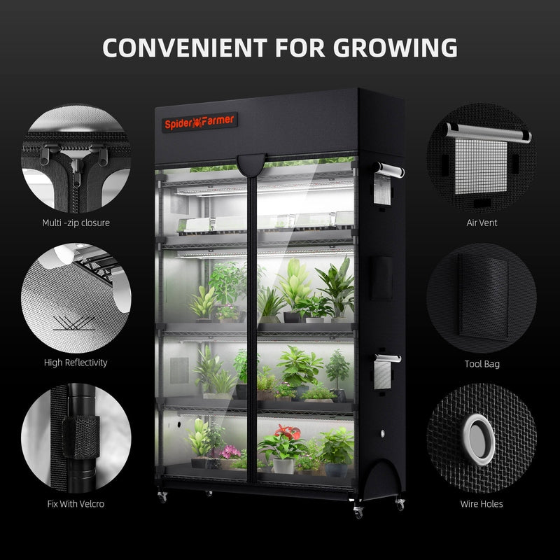 Spider Farmer 6 Tier Plant Stand With Grow Lights 220W , Plant Shelf W/ Tent for Indoor Plant / Greenhouse