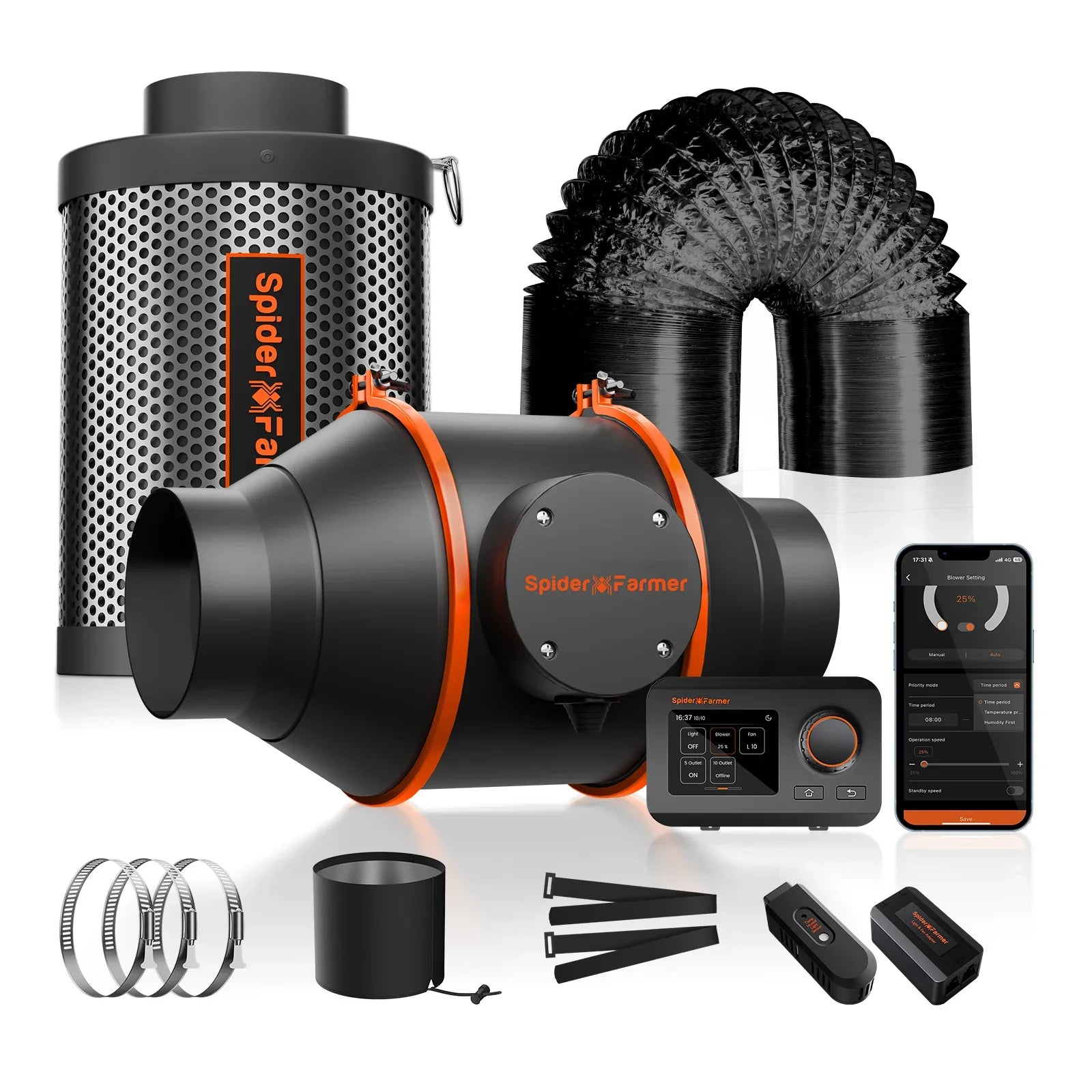 Spider Farmer G-3000 CP Complete Grow Tent Kit W/ Ventilation System / Thermostat Controller 3x3