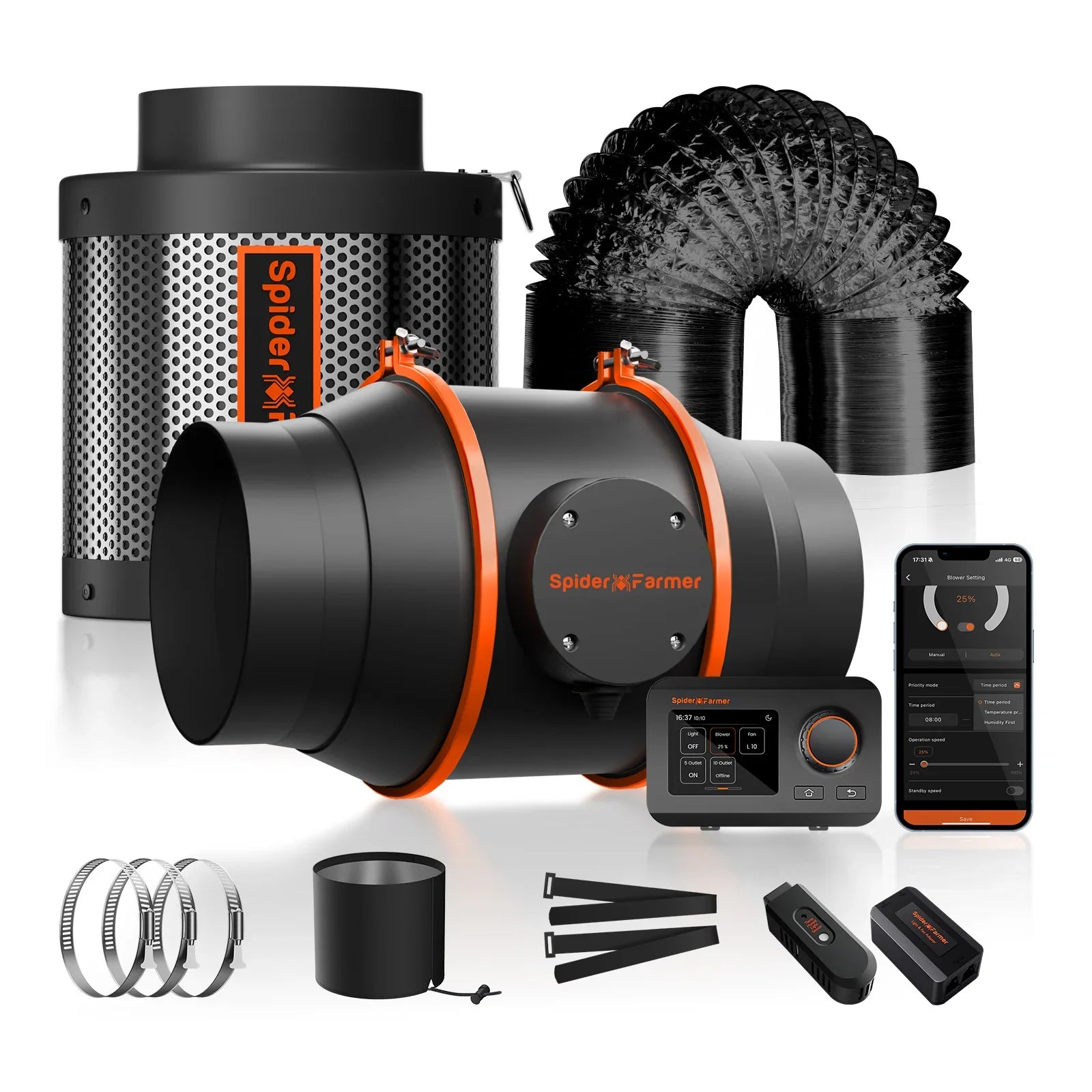 Spider Farmer G-5000 CP Complete Grow Tent Kit W/ Ventilation System / Thermostat Controller 4x4