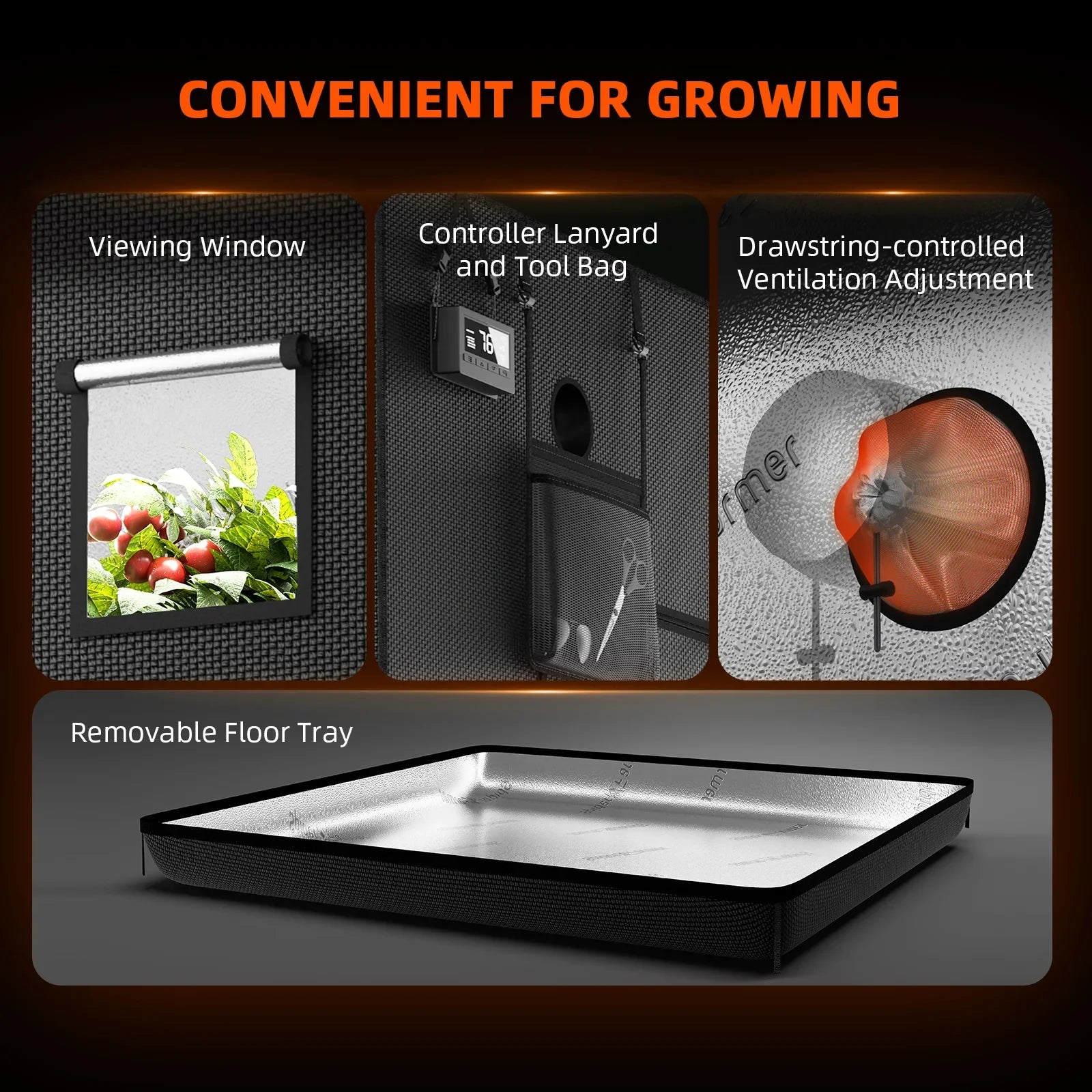 Spider Farmer G-7000 CP Complete Grow Tent Kit W/ Ventilation System / Thermostat Controller 5x5