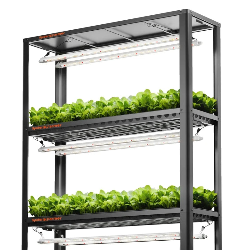 Spider Farmer Glow80 80W LED Grow Light And Metal Plant Stand with Plant Trays