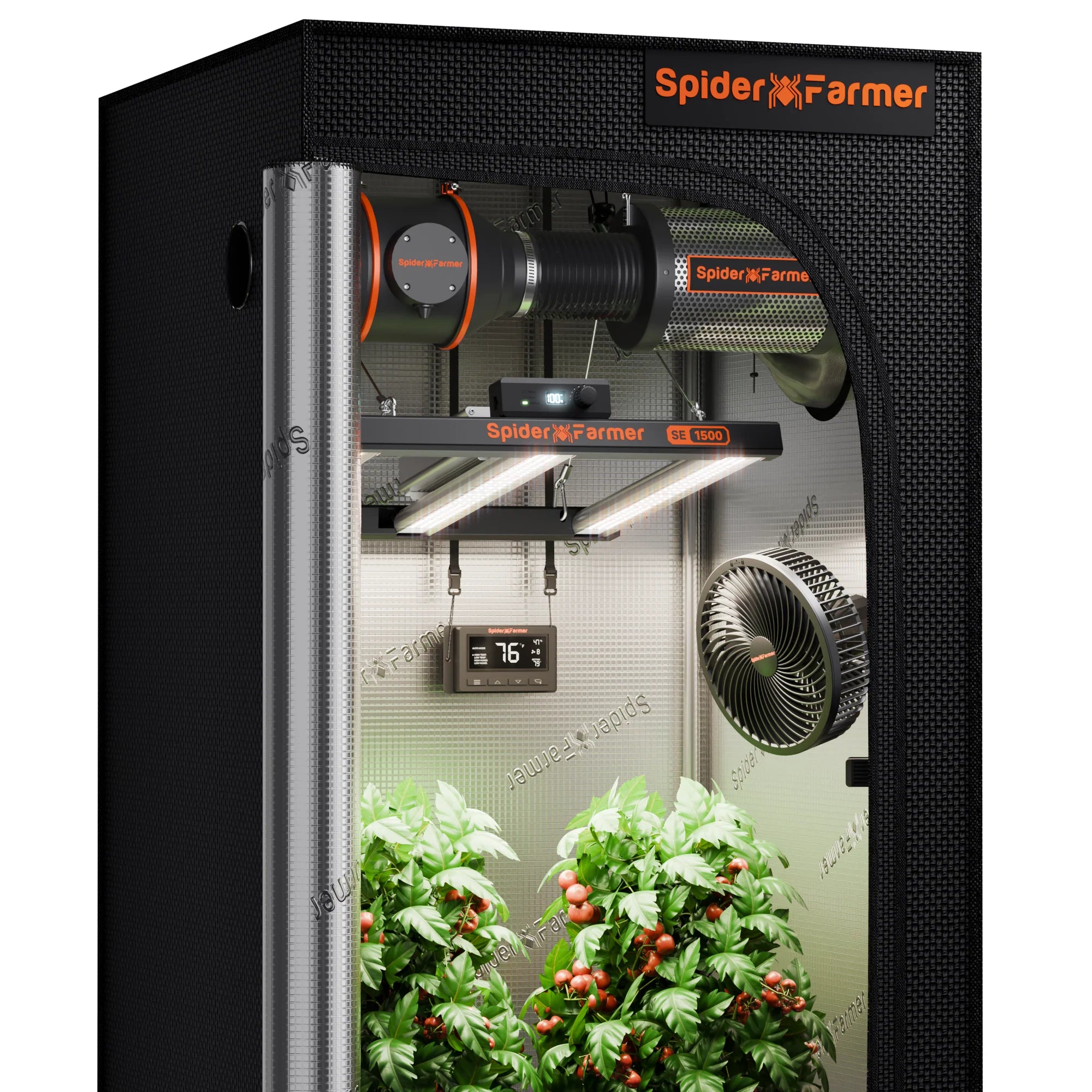 Spider Farmer SE1500 Complete Grow Tent Kit W/ Ventilation System / Thermostat Controller 2.3x2.3