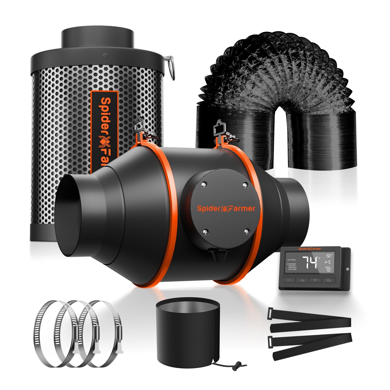 Spider Farmer SE1500 Complete Grow Tent Kit W/ Ventilation System / Thermostat Controller 2.3x2.3