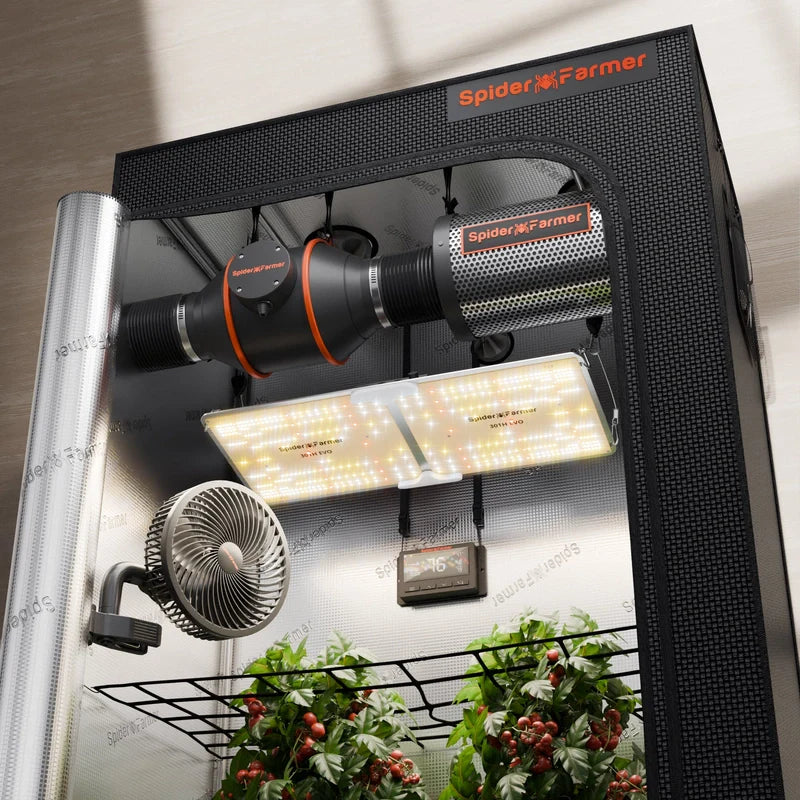 Spider Farmer SF-2000 EVO CP Complete Grow Tent Kit W/ Ventilation System / Thermostat Controller 2x4