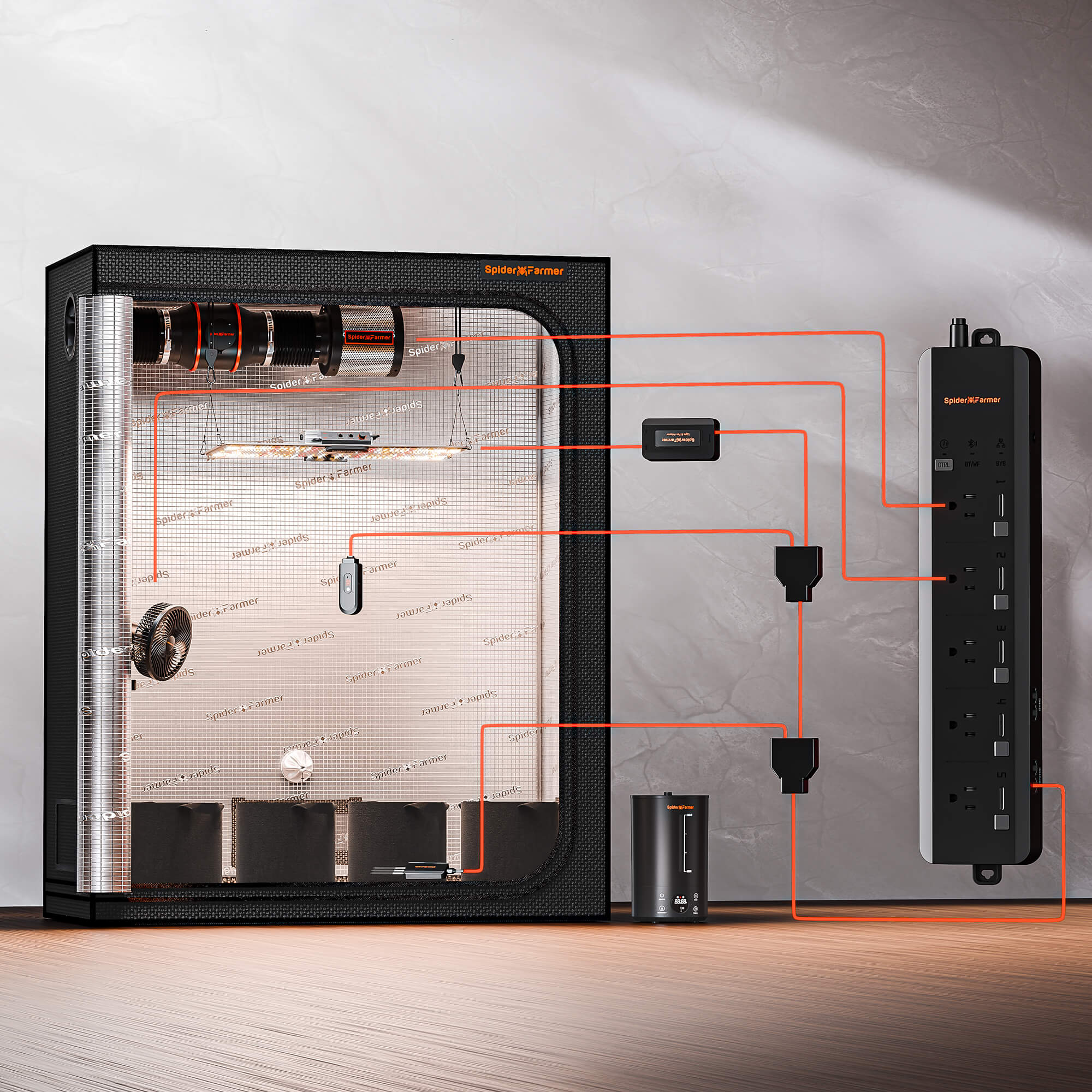 Spider Farmer SF-2000 EVO Complete Grow Tent Kit W/ GGS AC5 Power Strip / Speed Controller 2x4