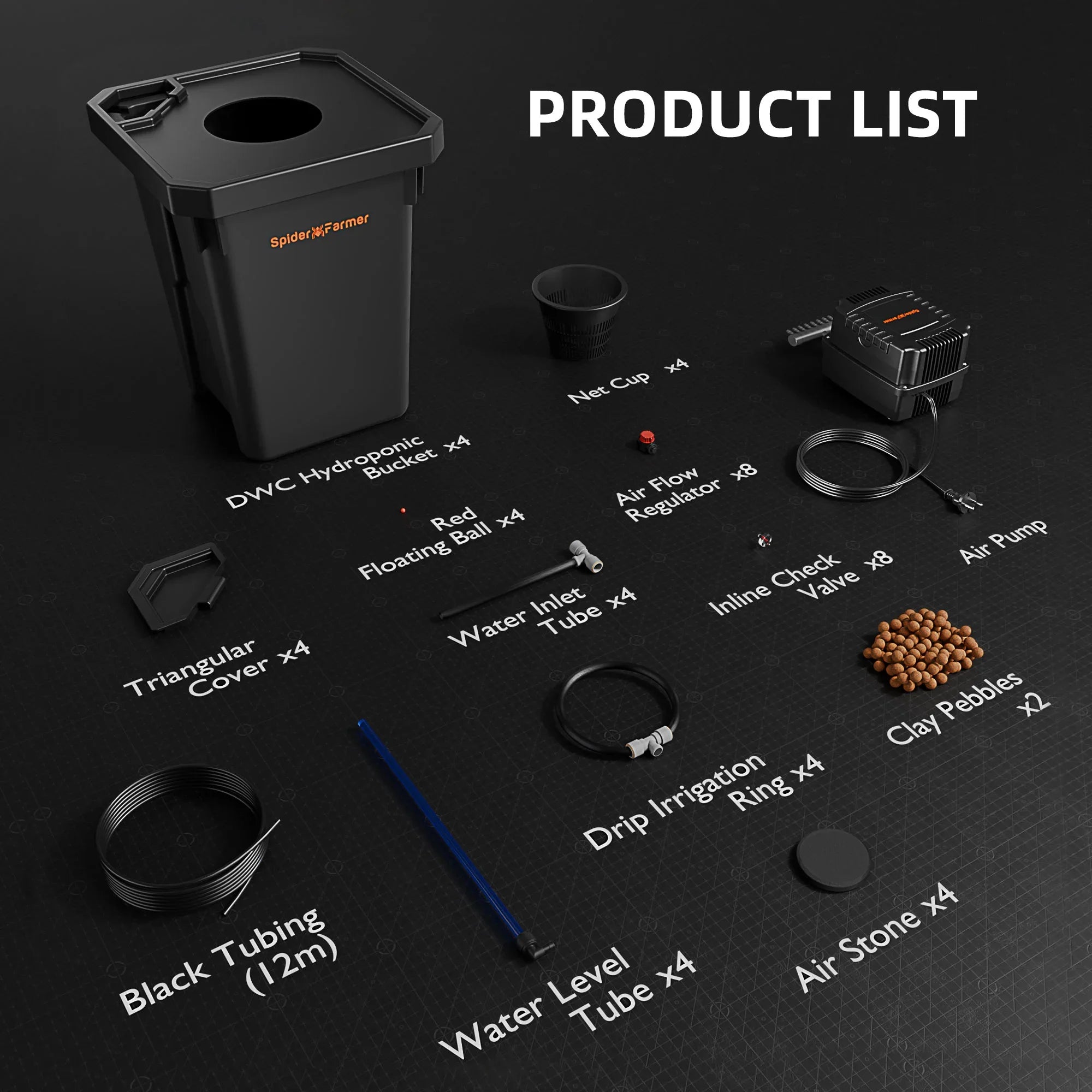 Spider Farmer SF-2000 Smart Hydroponic DWC Grow Tent Kit W/ Ventilation System / Thermostat Controller 2x4