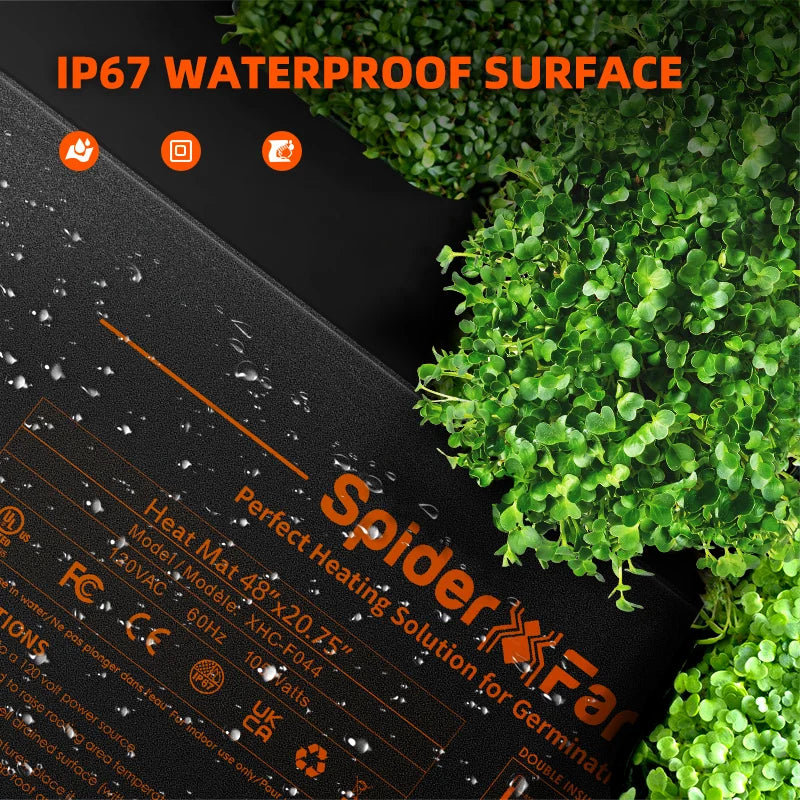 Spider Farmer 48”X20.75” Seedling Heat Mat With 4 Pack Seed Starter Trays for Indoor Gardening